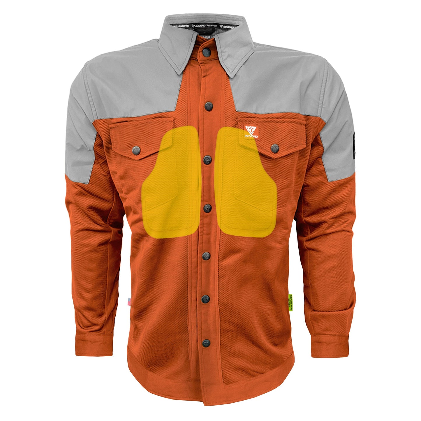 TEEK - Mens Summer Mesh Reflective Padded Shirt Orange Eclipse TOPS TEEK BR Orange Eclipse XXS