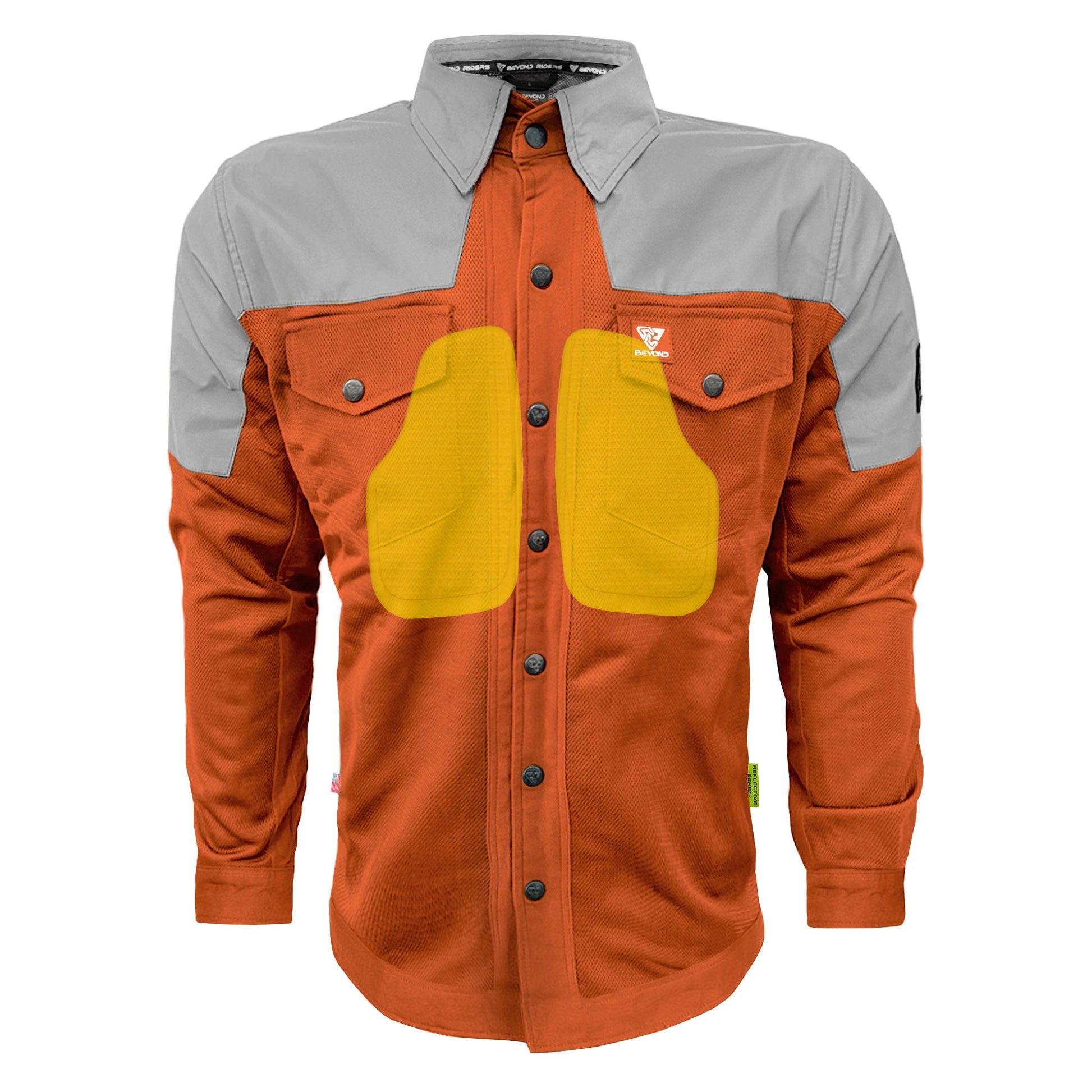 TEEK - Mens Summer Mesh Reflective Padded Shirt Orange Eclipse TOPS TEEK BR Orange Eclipse XXS