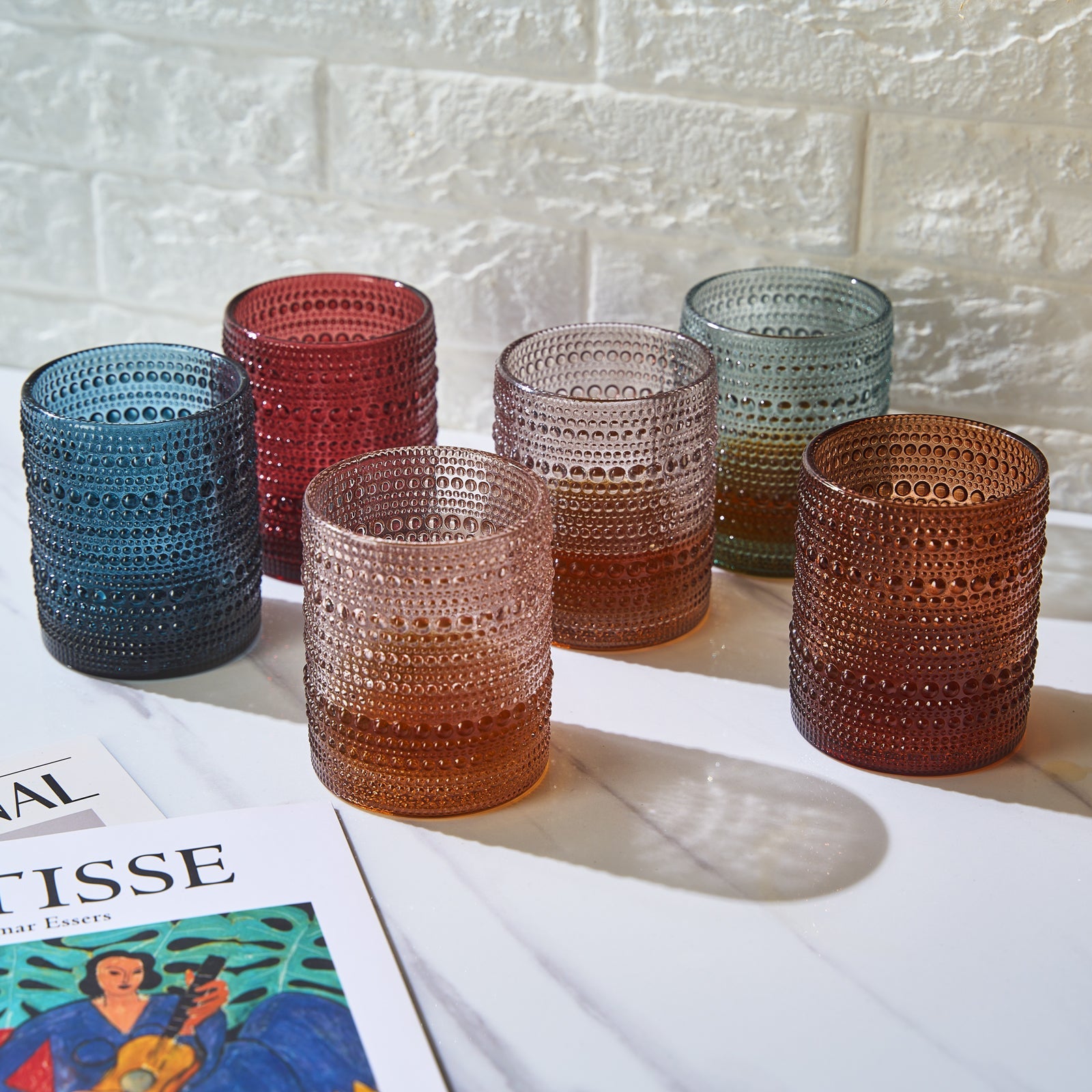 TEEK - Tonal Hobnail Lowball Glassware Set of 6 HOME DECOR TEEK KS