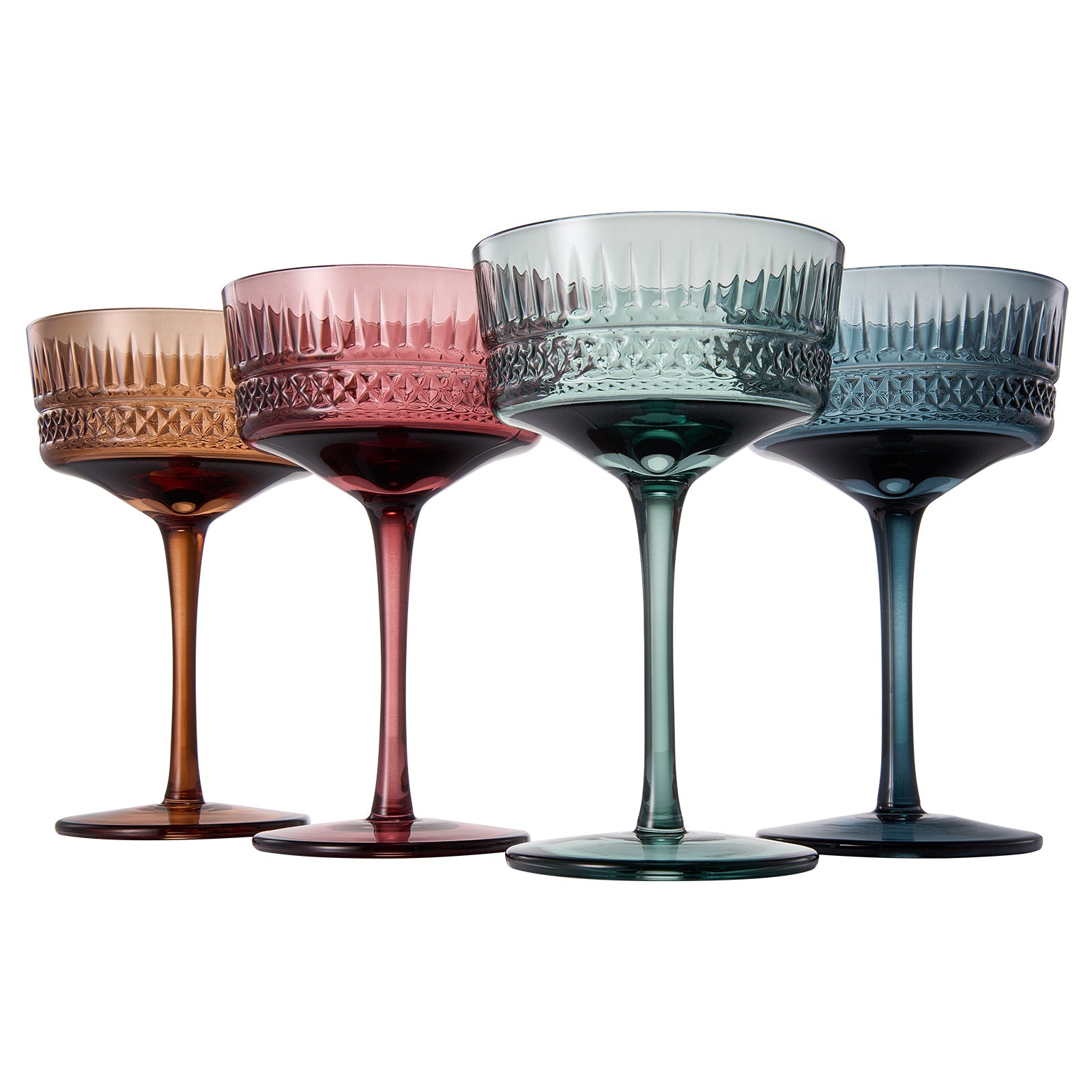 TEEK - Tonal Crystal Champagne Coupe Cocktail Glassware Set HOME DECOR TEEK KS