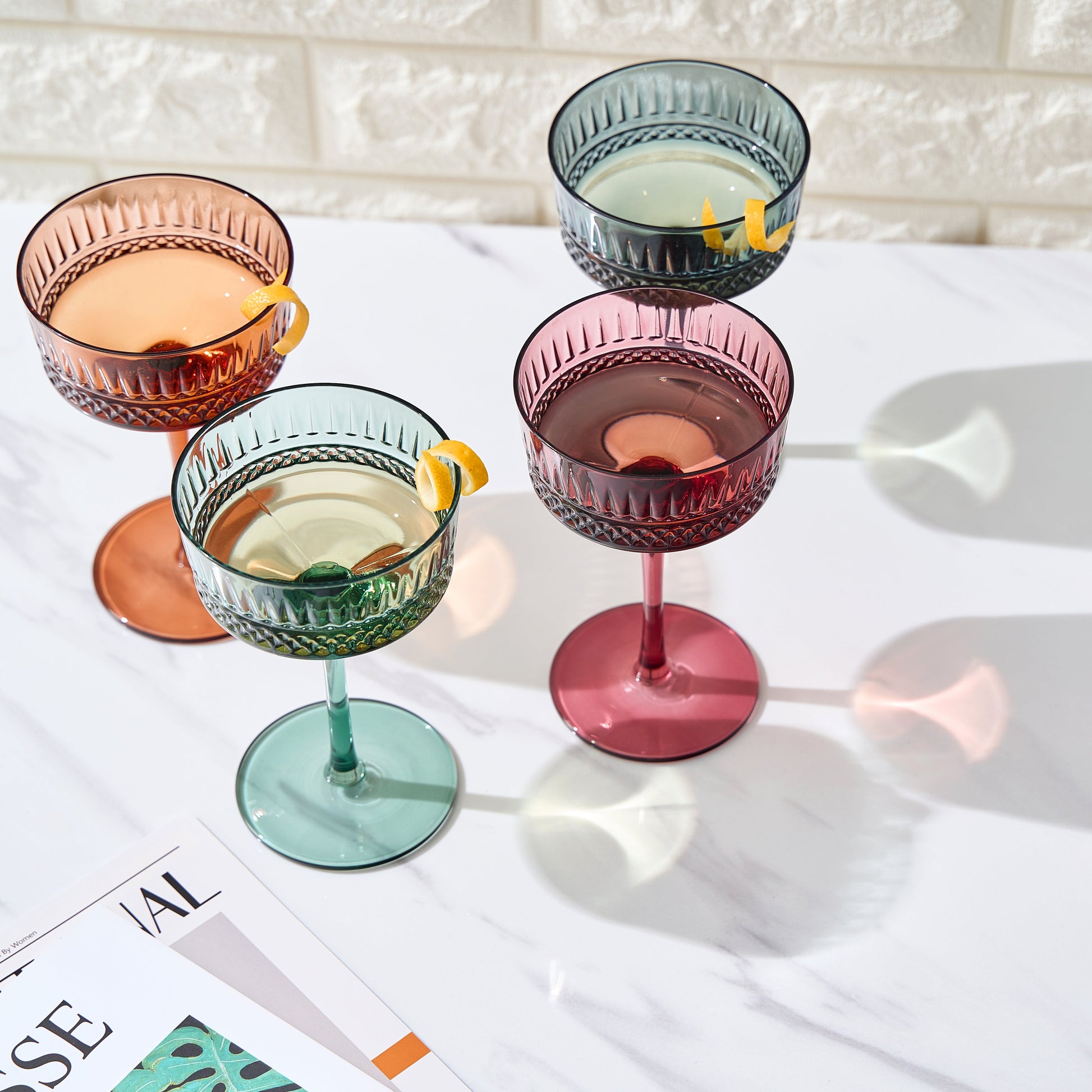 TEEK - Tonal Crystal Champagne Coupe Cocktail Glassware Set HOME DECOR TEEK KS