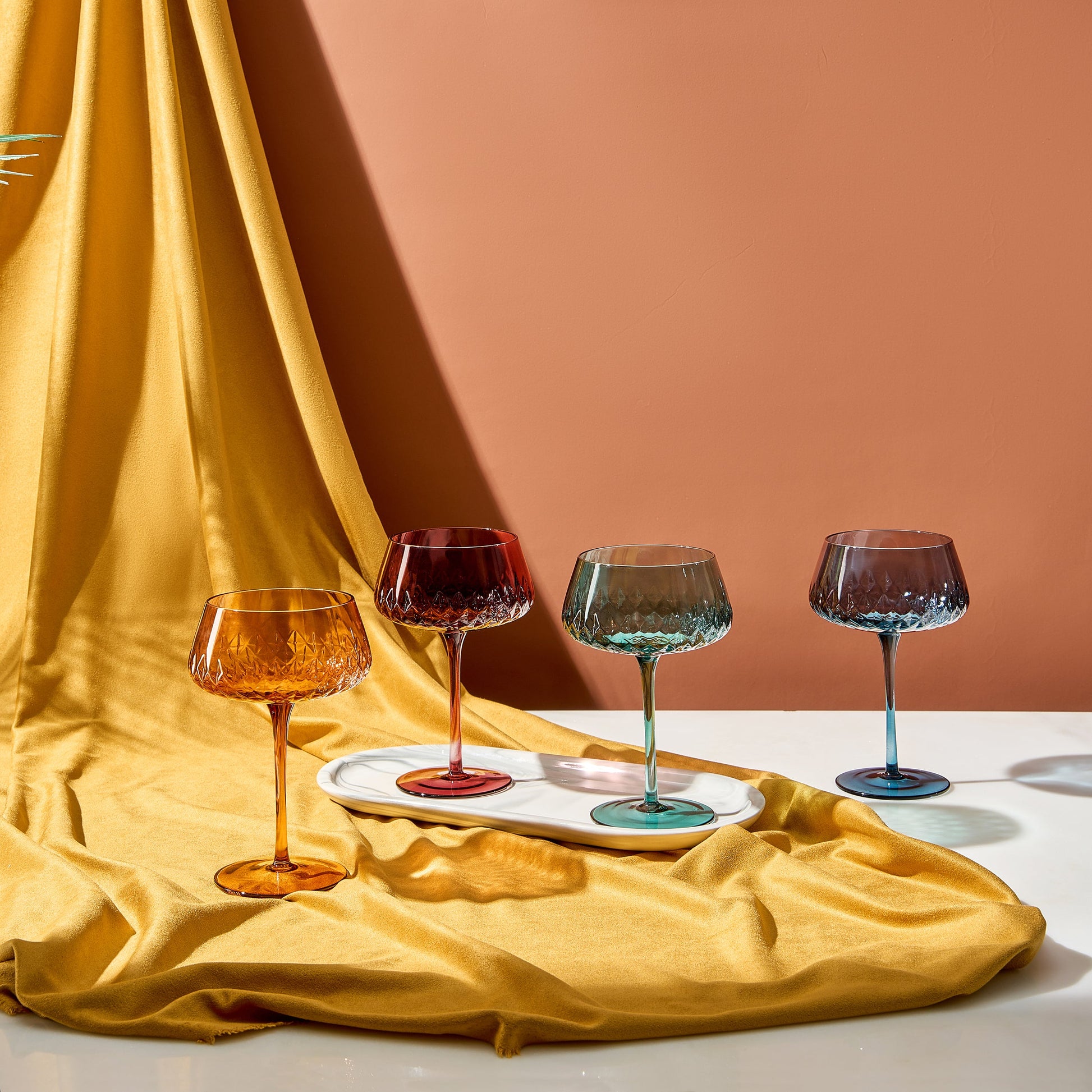 TEEK - Tonal Crystal Champagne Coupe Cocktail Glassware Set HOME DECOR TEEK KS