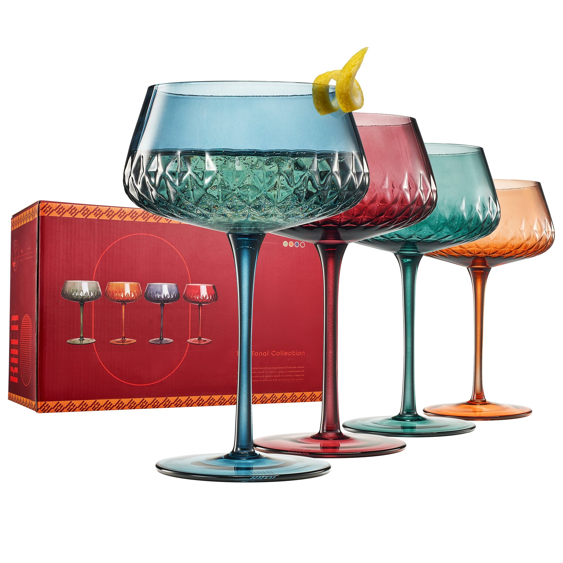 TEEK - Tonal Crystal Champagne Coupe Cocktail Glassware Set HOME DECOR TEEK KS