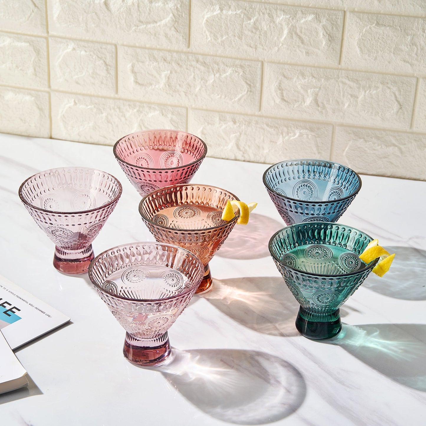 TEEK - Tonal Hobnail Martini Glassware Set of 6 HOME DECOR TEEK KS