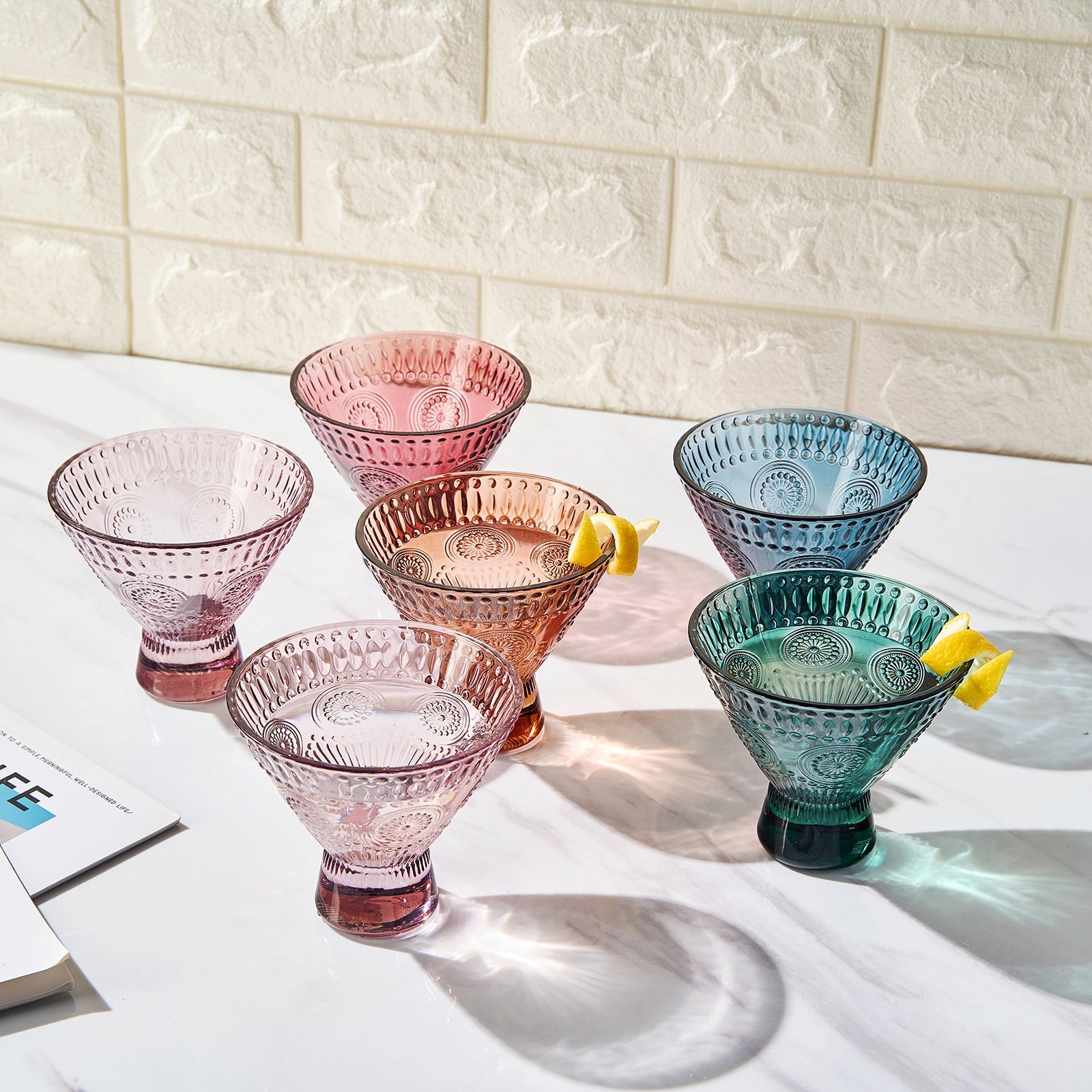 TEEK - Tonal Hobnail Martini Glassware Set of 6 HOME DECOR TEEK KS