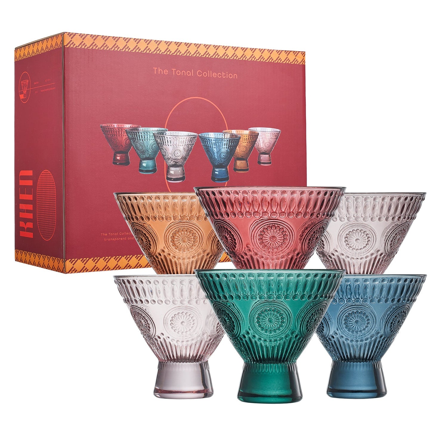 TEEK - Tonal Hobnail Martini Glassware Set of 6 HOME DECOR TEEK KS