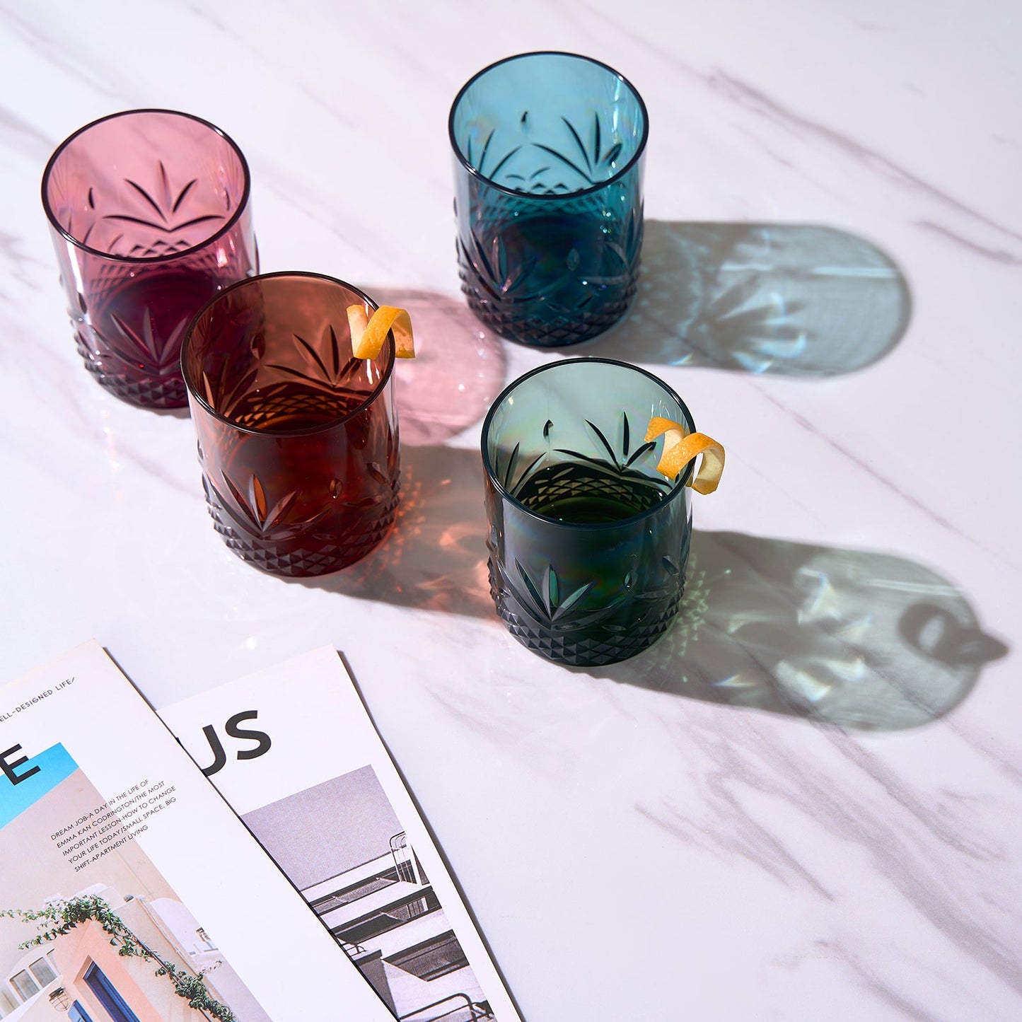 TEEK - Onix Acrylic Crystal Lowball Glassware Set of 4 HOME DECOR TEEK KS