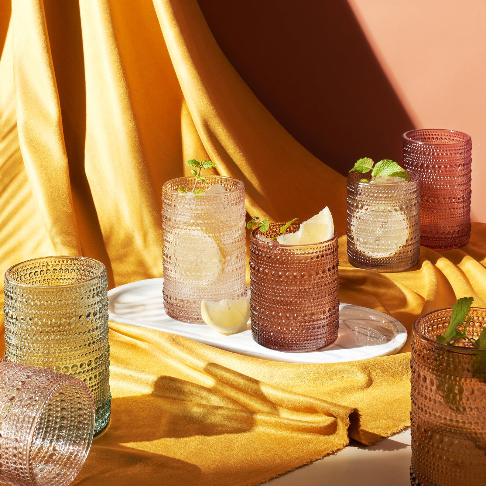 TEEK - Tonal Hobnail Highball & Lowball Glassware Set of 12 HOME DECOR TEEK KS