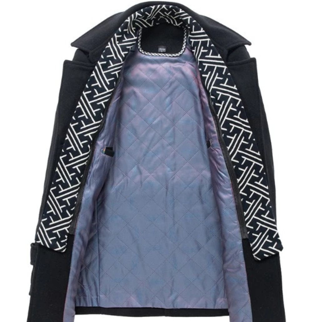 TEEK - Mens Layered Collar Button Front Mid Length Coat COAT TEEK 1TFY