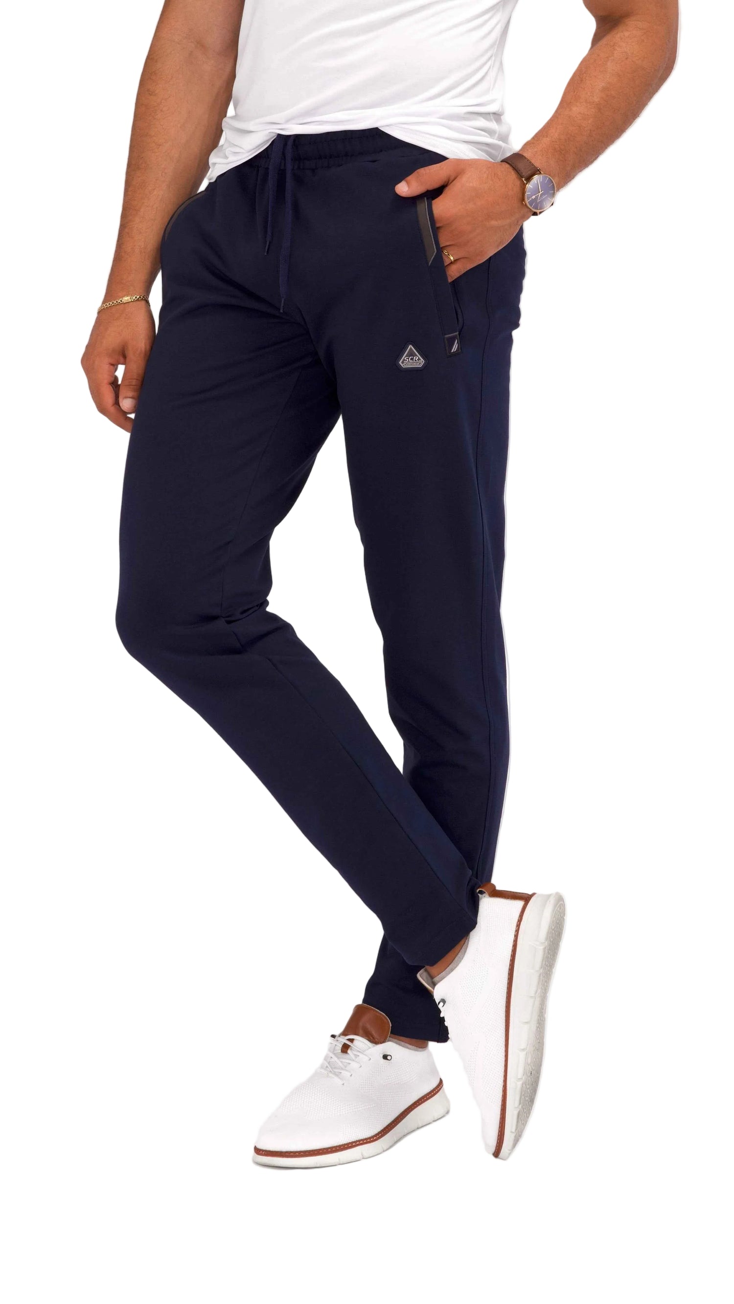 All-Day Comfort Athletic Sweatpants - Tapered (Tall Fit) Men Activewear SCR Sportswear Small(26-30"Waist) 36 Navy