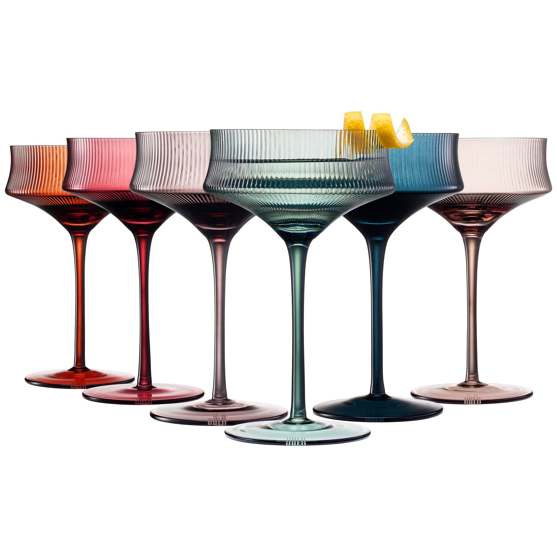 TEEK - Tonal Ribbed Champagne Coupe Cocktail Glassware Set of 6 Coupe TEEK KS