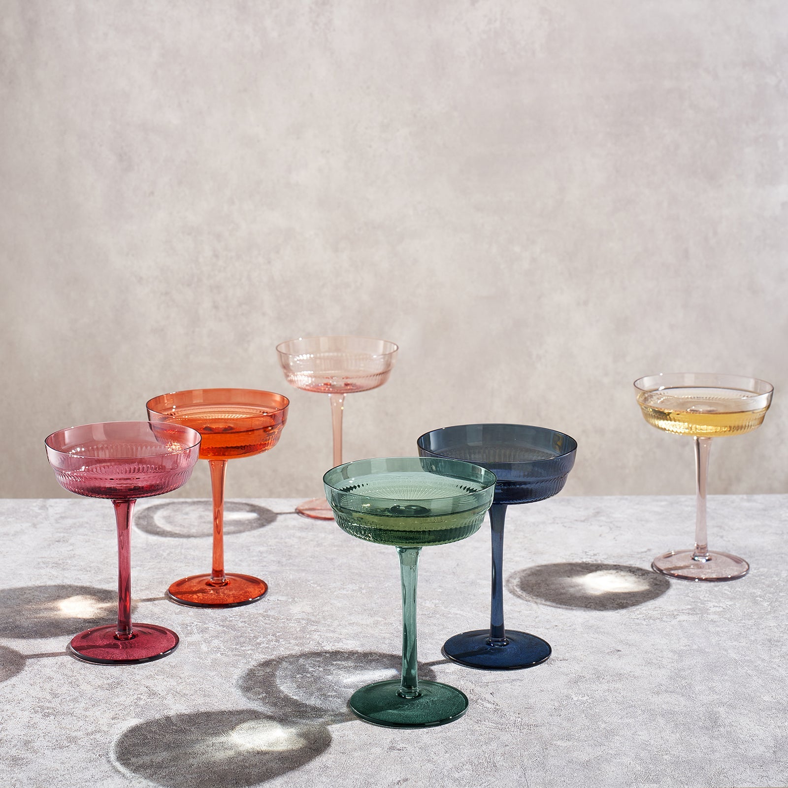 TEEK - Tonal Champagne Coupe Cocktail Ribbed Glassware Set HOME DECOR TEEK KS