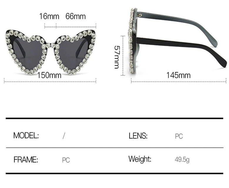 TEEK - Bejeweled Heart Sunglasses EYEGLASSES theteekdotcom   