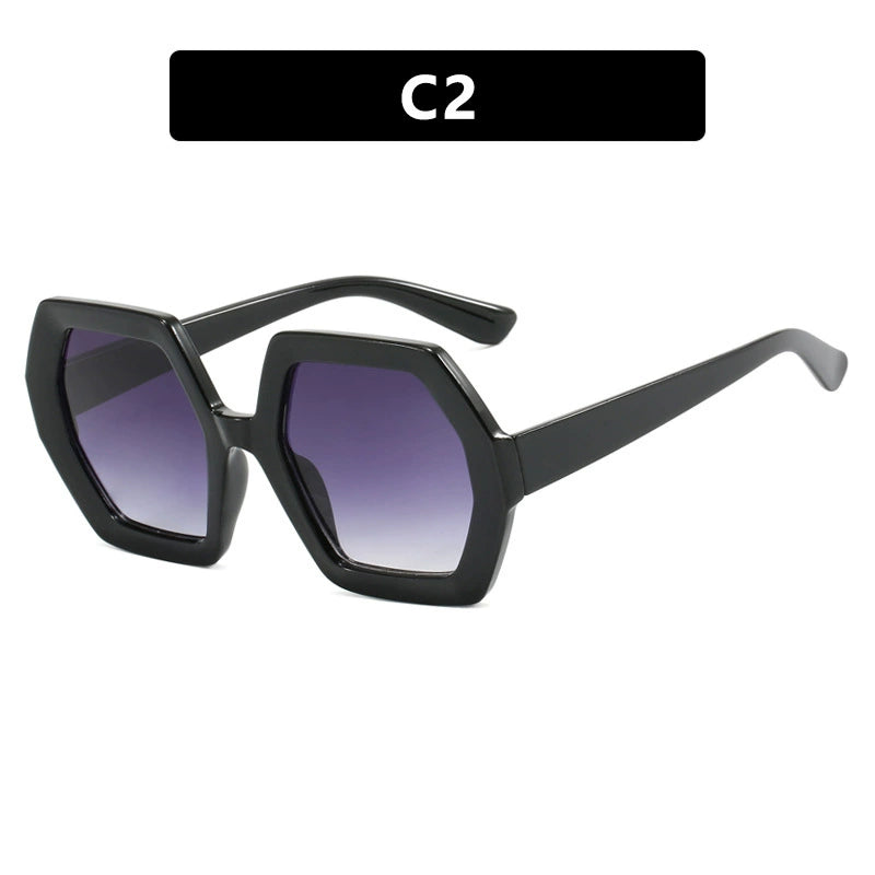 TEEK - Polygonal Sunglasses EYEGLASSES theteekdotcom bright black double gray  
