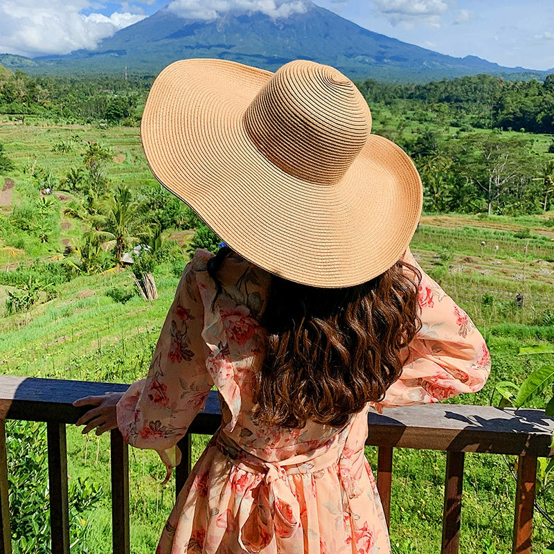 TEEK - Oversized Seaside Summer Brim Straw Hat HAT theteekdotcom Khaki 5.9in brim 21.7-23.6in/55-60cm 