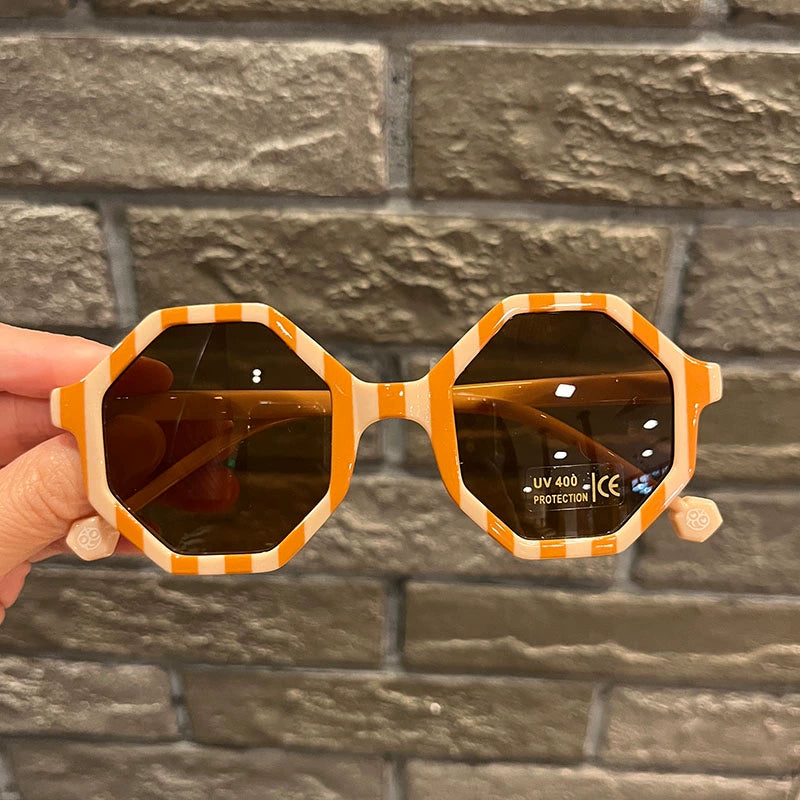TEEK - Retro Poly Sunglasses EYEGLASSES theteekdotcom Orange stripes  