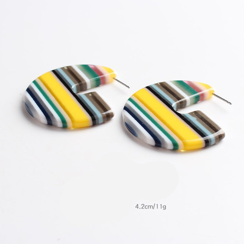 TEEK - Striped Disc Hook Earrings JEWELRY theteekdotcom Round  
