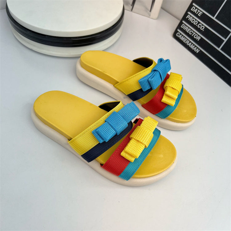 TEEK - Bow Strip Thick  Sandals SHOES theteekdotcom Yellow 6 