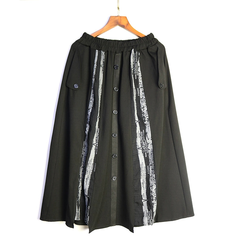 TEEK - Dark Graffiti Print Pocketed Skirt SKIRT theteekdotcom Stripes One size 