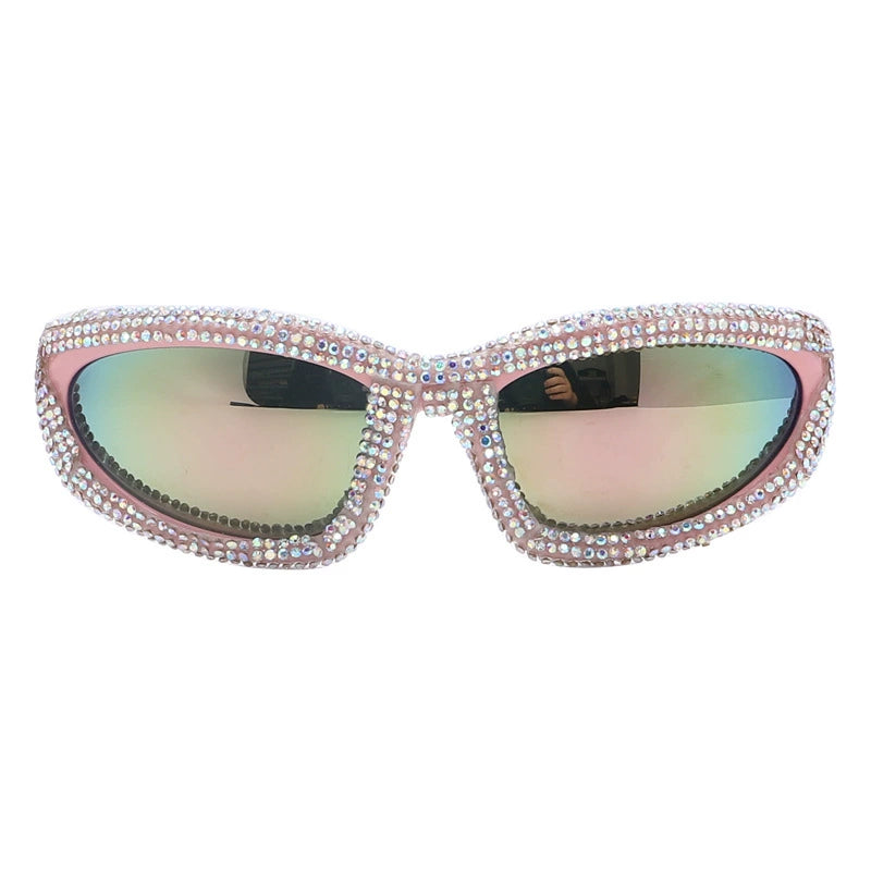 TEEK - One-Piece Oblong Diamond Sunglasses EYEGLASSES theteekdotcom Powder Frame Powder  
