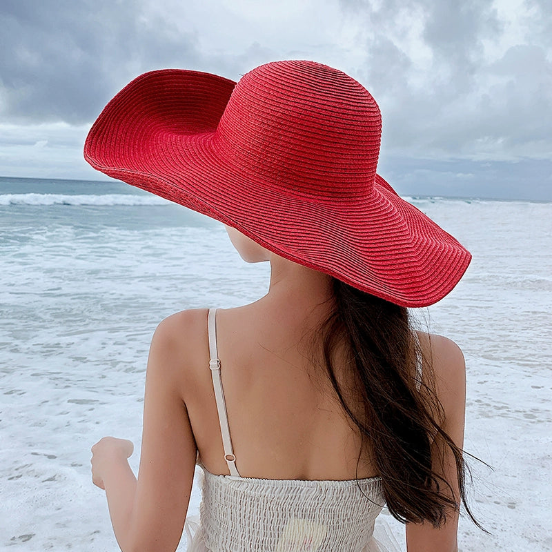 TEEK - Oversized Seaside Summer Brim Straw Hat HAT theteekdotcom Red 5.9in brim 21.7-23.6in/55-60cm 