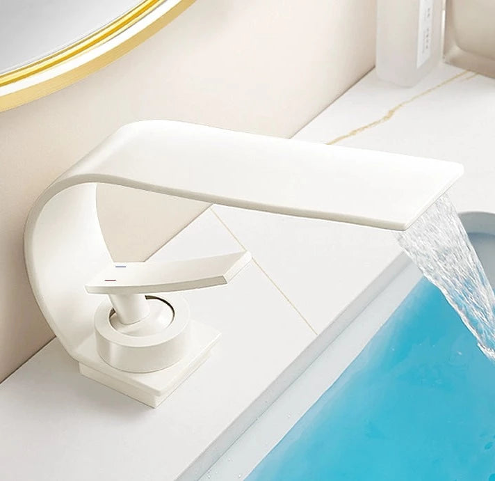 TEEK - Creative Minimalist Copper Bathroom Faucet HOME DECOR theteekdotcom Kapal-cream White (60cm water inlet pipe)  