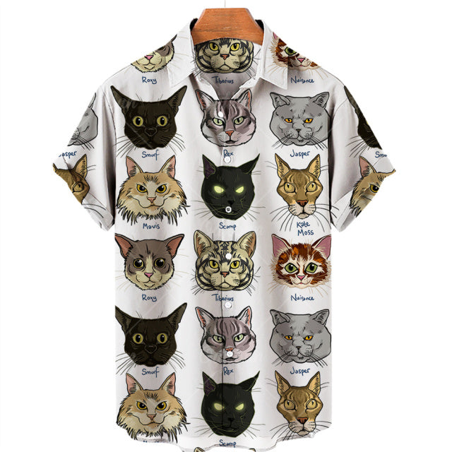 TEEK - Mens Cat Short Sleeve Shirts TOPS theteekdotcom ZM-2541 3XL 