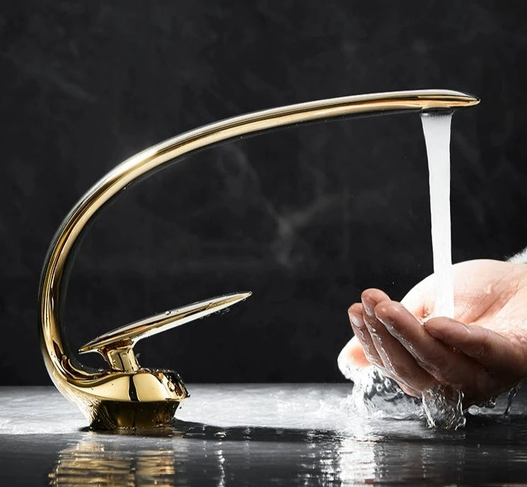 TEEK - Creative Minimalist Copper Bathroom Faucet HOME DECOR theteekdotcom Star Arc-Classy Gold (60cm water inlet pipe)  