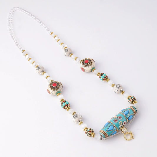 TEEK - Elegant Exotic Thai Amulet Necklace JEWELRY theteekdotcom White  