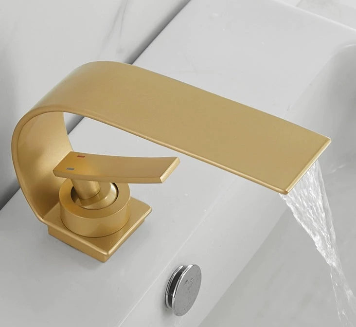 TEEK - Creative Minimalist Copper Bathroom Faucet HOME DECOR theteekdotcom Kapal-Accessible Luxury gold (60cm water inlet pipe)  