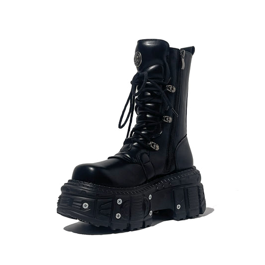 TEEK - Womens Black Cyberpunk Laced Boots SHOES theteekdotcom