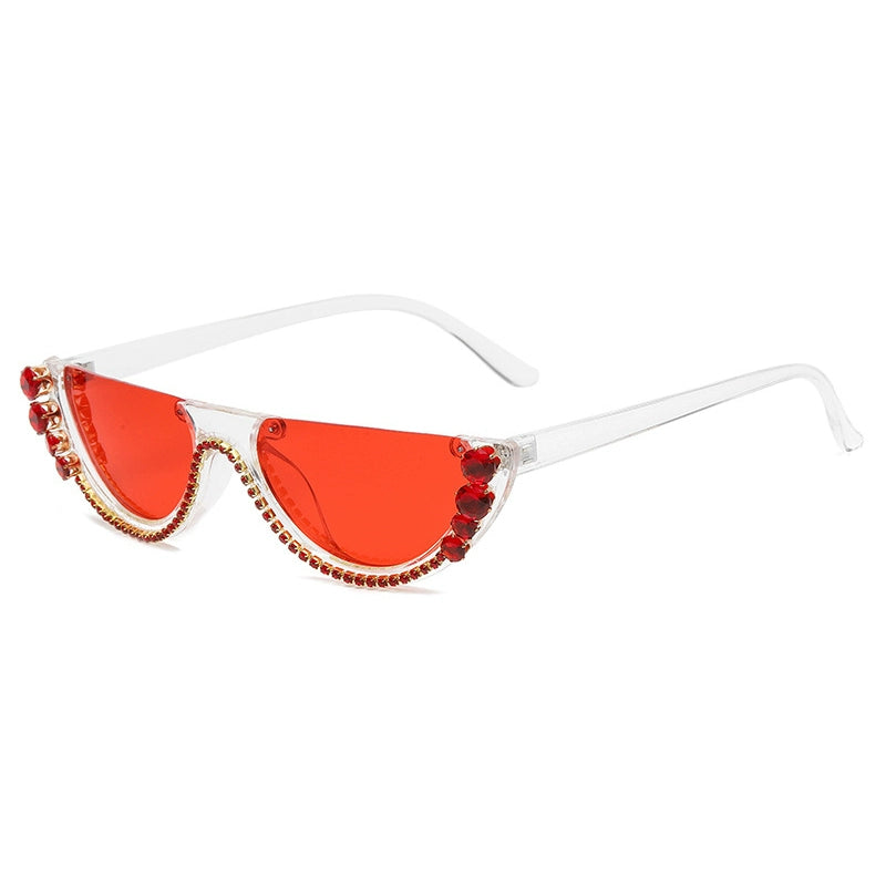 TEEK - Half-Rim Jewel Drop Diamond Sunglasses EYEGLASSES theteekdotcom   