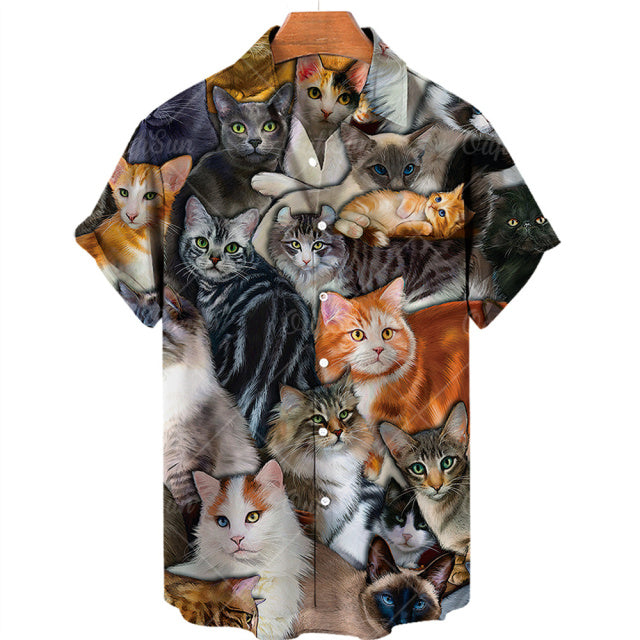 TEEK - Mens Cat Short Sleeve Shirts TOPS theteekdotcom ZM-2546 3XL 