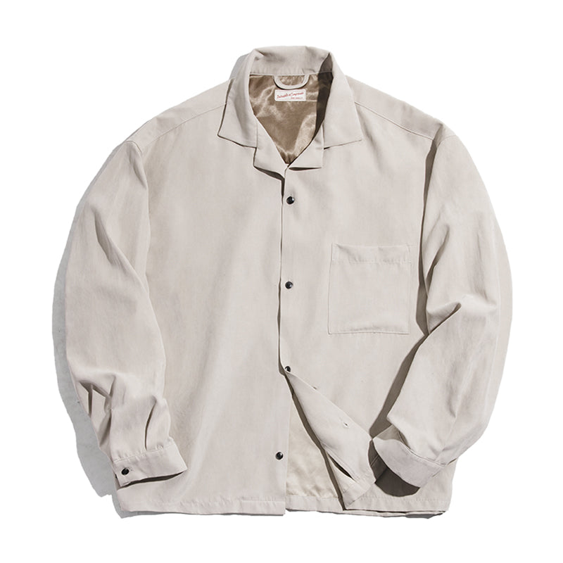 TEEK - Vintage Style Long Sleeve Shift Shirt TOPS theteekdotcom Khaki S (Recommendation 57.50kg -67.50kg) 