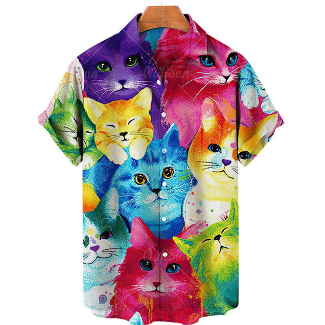 TEEK - Mens Cat Short Sleeve Shirts TOPS theteekdotcom ZM-2547 2XL 