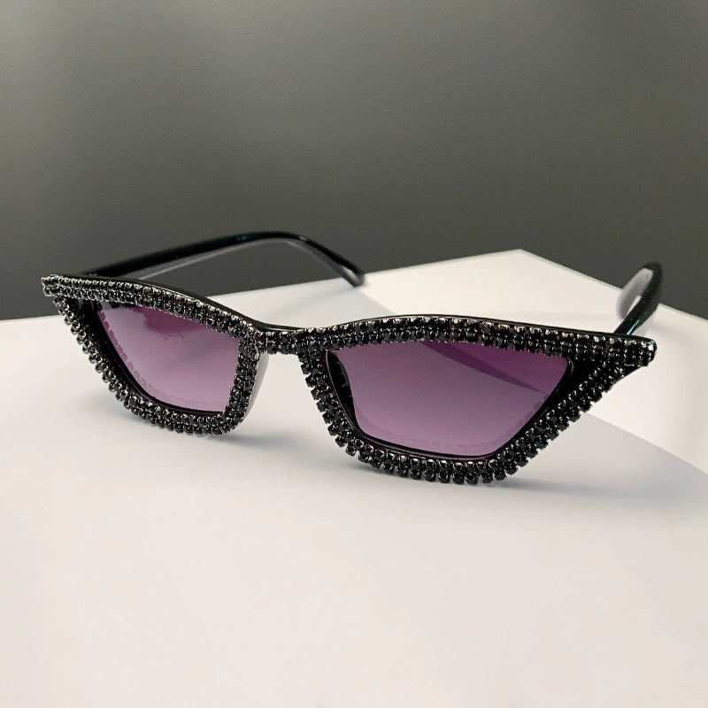 TEEK - Sunshade Sparkle Minimalist Cat Eye Sunglasses EYEGLASSES theteekdotcom Black + Purple White  