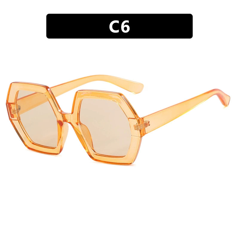 TEEK - Polygonal Sunglasses EYEGLASSES theteekdotcom Orange champagne as shown  