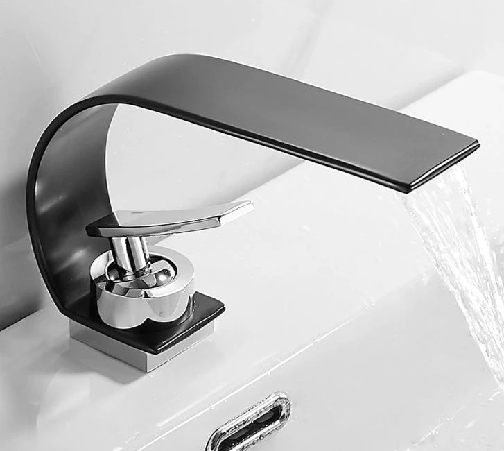 TEEK - Creative Minimalist Copper Bathroom Faucet HOME DECOR theteekdotcom Kapal-Yao Black and Silver (60cm water inlet pipe)  