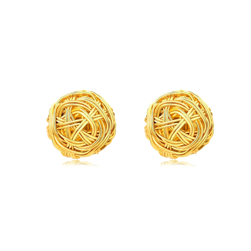 TEEK - Golden Woolen Yarn Ball Earrings JEWELRY theteekdotcom Large  