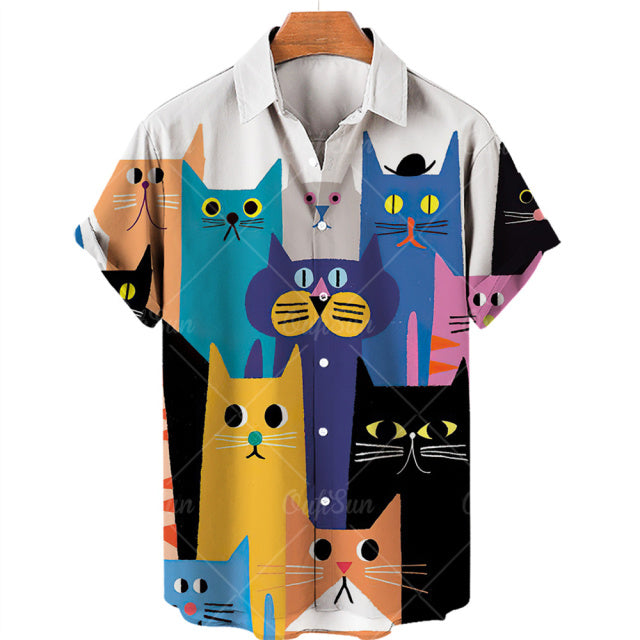 TEEK - Mens Cat Short Sleeve Shirts TOPS theteekdotcom ZM-2542 XL 
