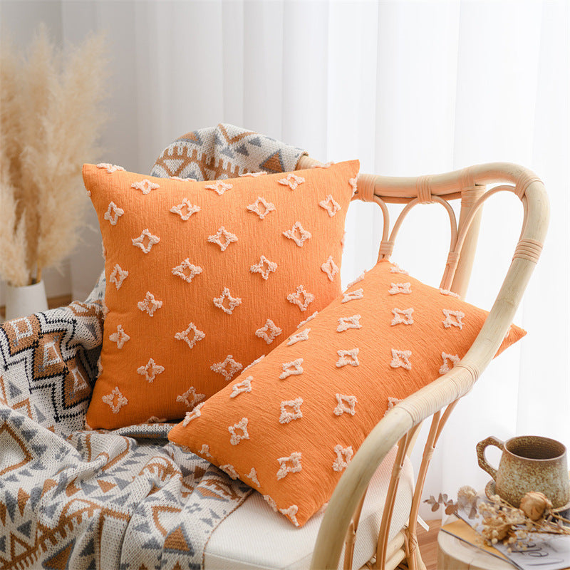 TEEK - Backrest Cotton Linen Flower Pillow Collection PILLOW theteekdotcom Orange Diameter 60cm