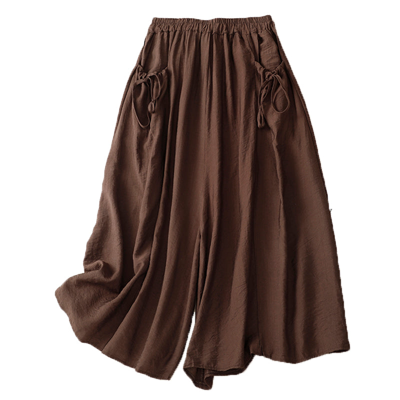 TEEK - Cotton Linen Wide Leg Pants PANTS theteekdotcom Brown M [Suggested 47.50 kg-57.50 kg] 
