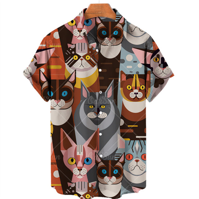 TEEK - Mens Cat Short Sleeve Shirts TOPS theteekdotcom ZM-2553 XL 