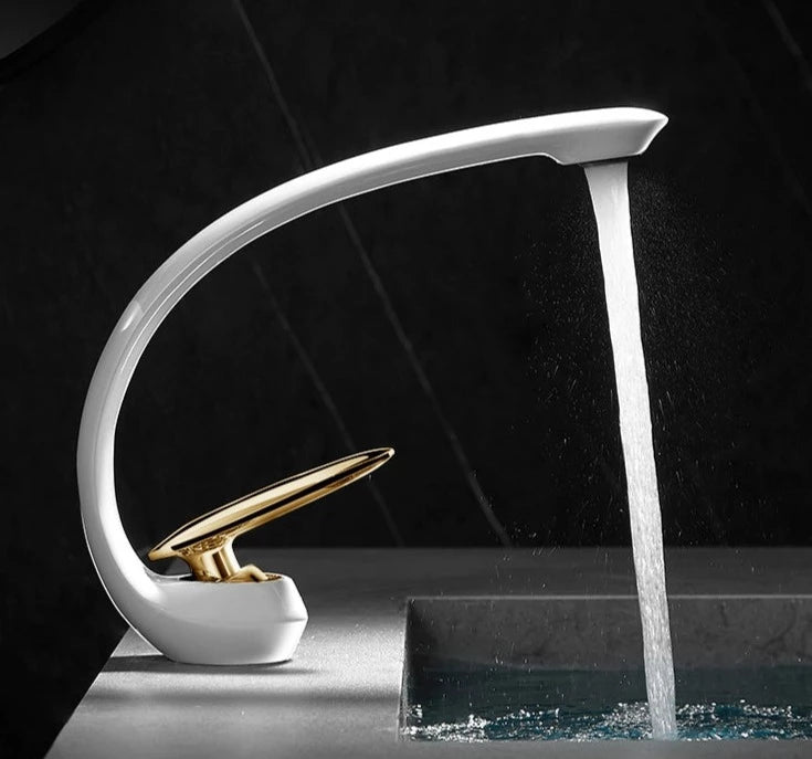 TEEK - Creative Minimalist Copper Bathroom Faucet HOME DECOR theteekdotcom Star Arc-White Moon Gold (60cm water inlet pipe)  