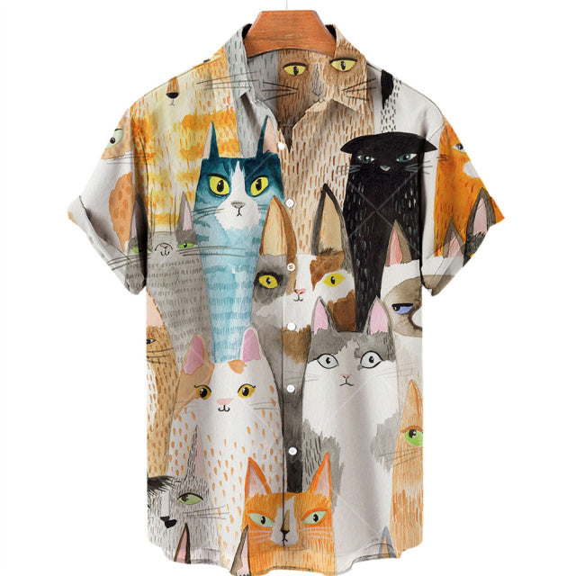 TEEK - Mens Cat Short Sleeve Shirts TOPS theteekdotcom   