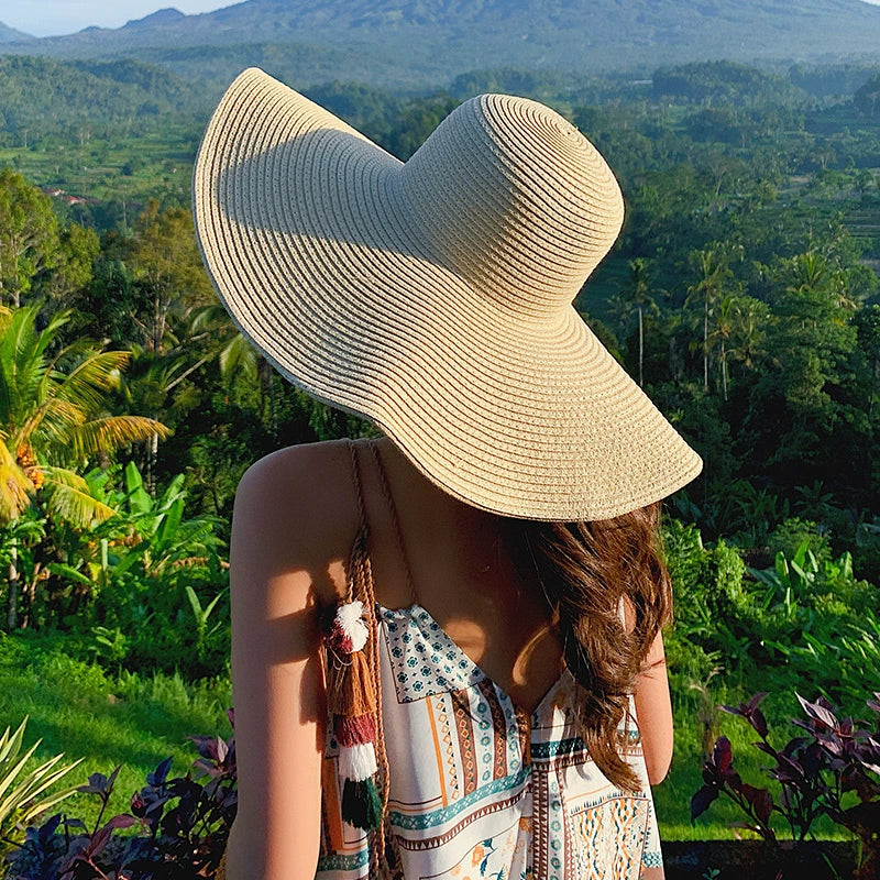 TEEK - Oversized Seaside Summer Brim Straw Hat HAT theteekdotcom Beige 5.9in brim 21.7-23.6in/55-60cm 