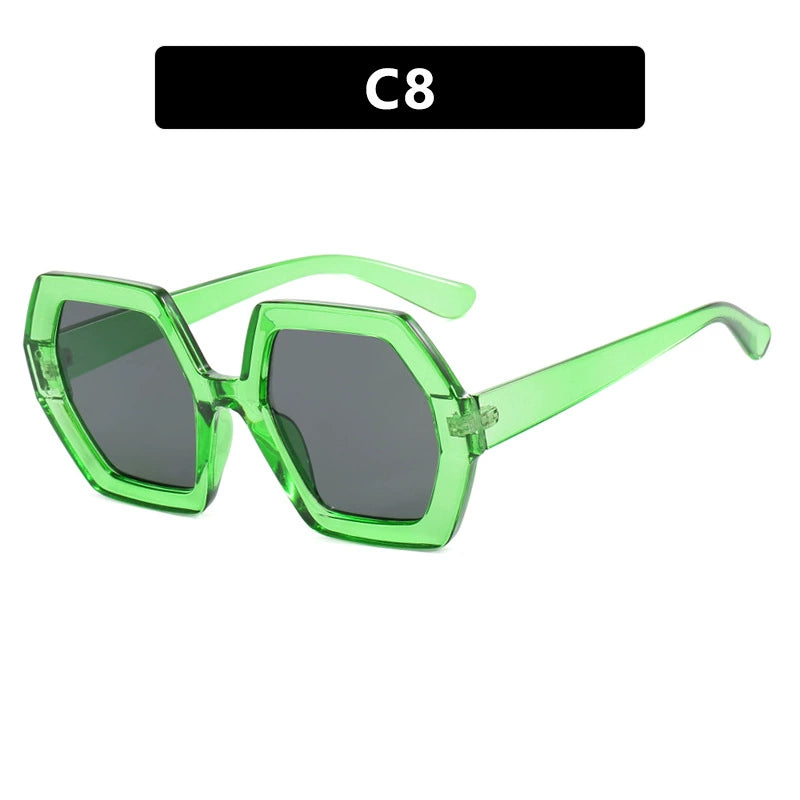 TEEK - Polygonal Sunglasses EYEGLASSES theteekdotcom green gray  