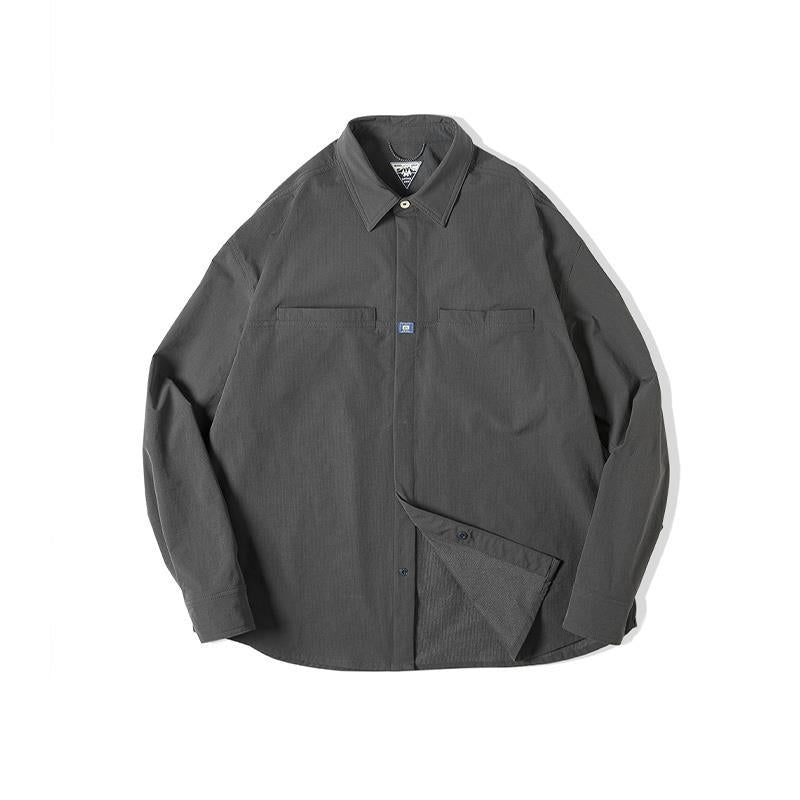 TEEK - Dark Gray Long-Sleeve Shift Shirt TOPS theteekdotcom S (Recommended weight 50.00 kg-62.50 kg)  