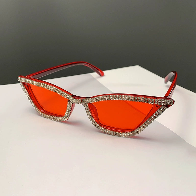 TEEK - Sunshade Sparkle Minimalist Cat Eye Sunglasses EYEGLASSES theteekdotcom Red + Red  