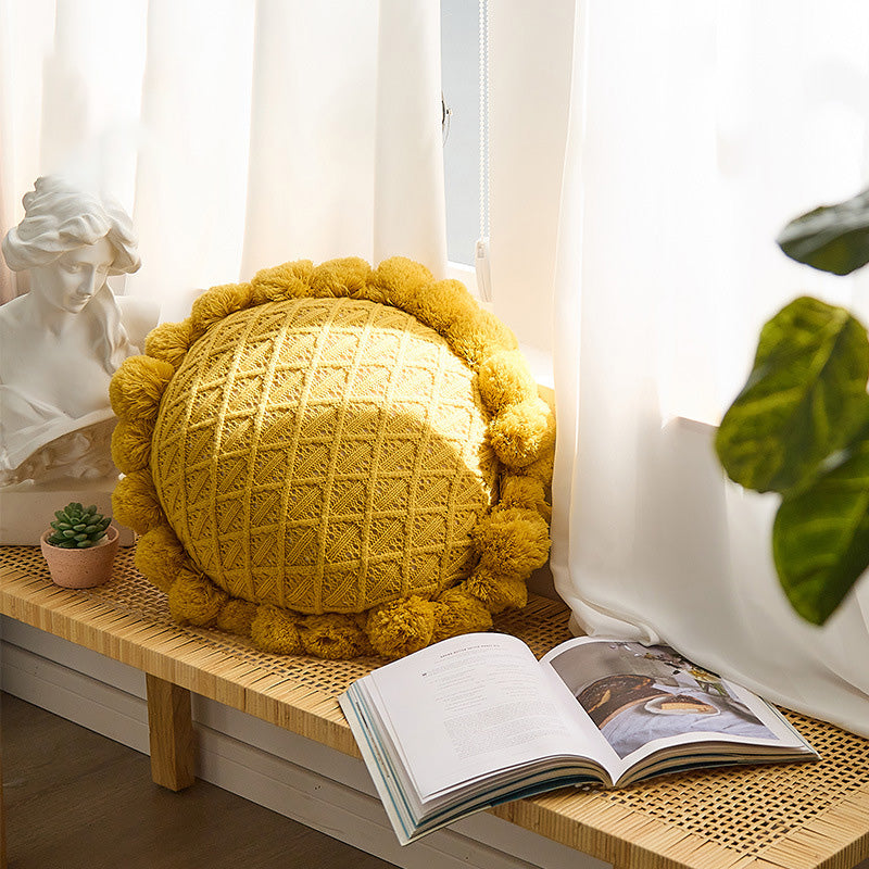 TEEK - Backrest Cotton Linen Flower Pillow Collection PILLOW theteekdotcom Turmeric Ball Diameter 60cm